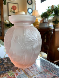 Small Satin Rose Frosted Embossed Vase