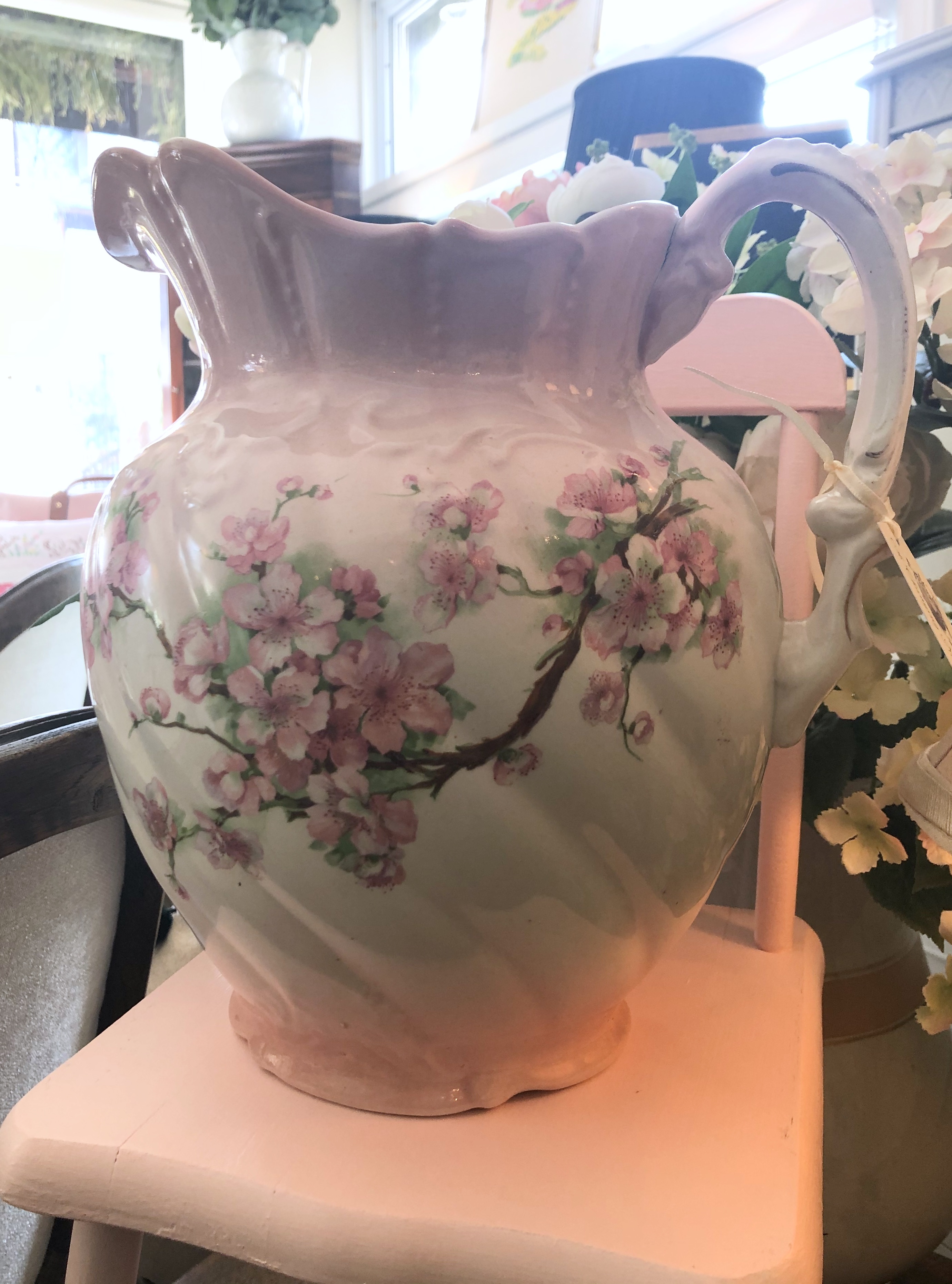 Vintage Pink Apple Blossom Jug