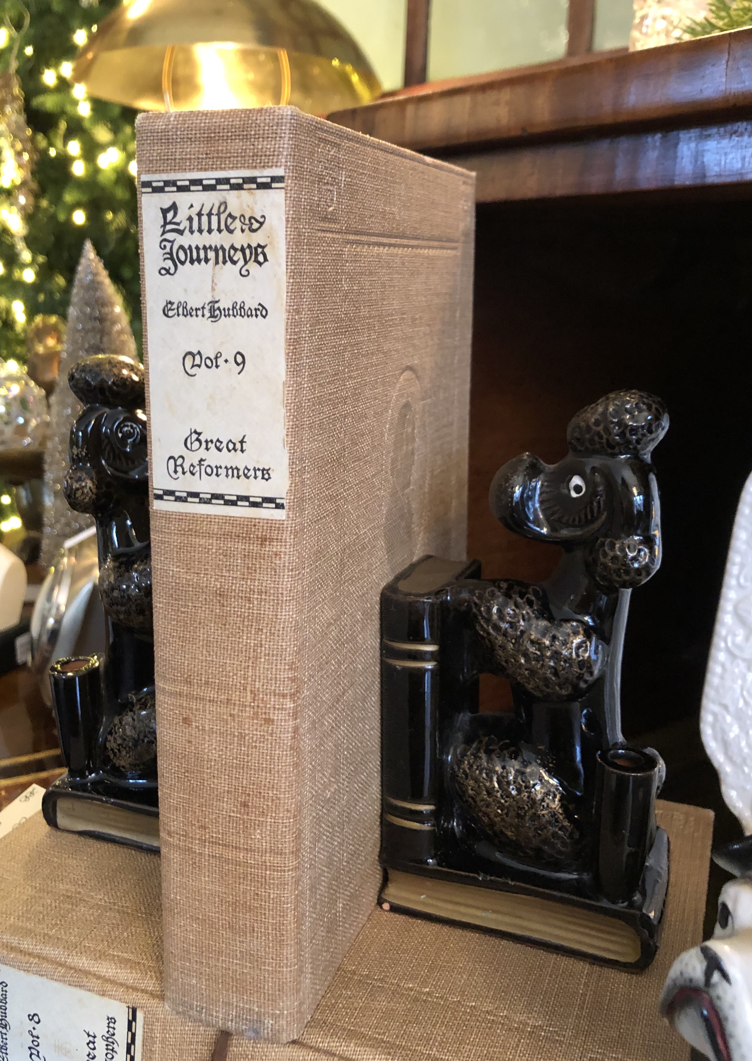 Vintage Ceramic Poodle Bookends