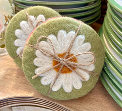Felted Daisy Coasters