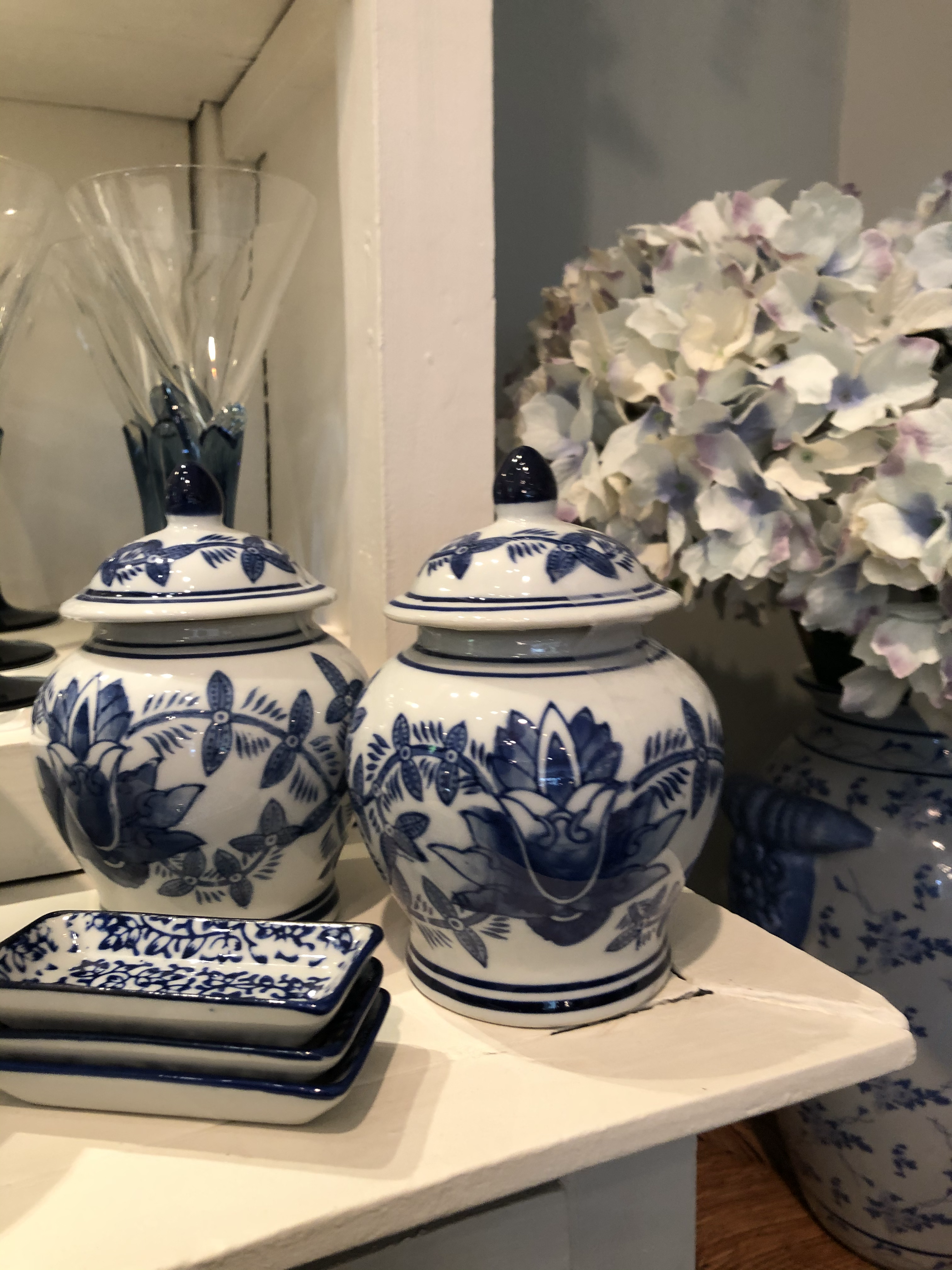Small Blue and White Urns