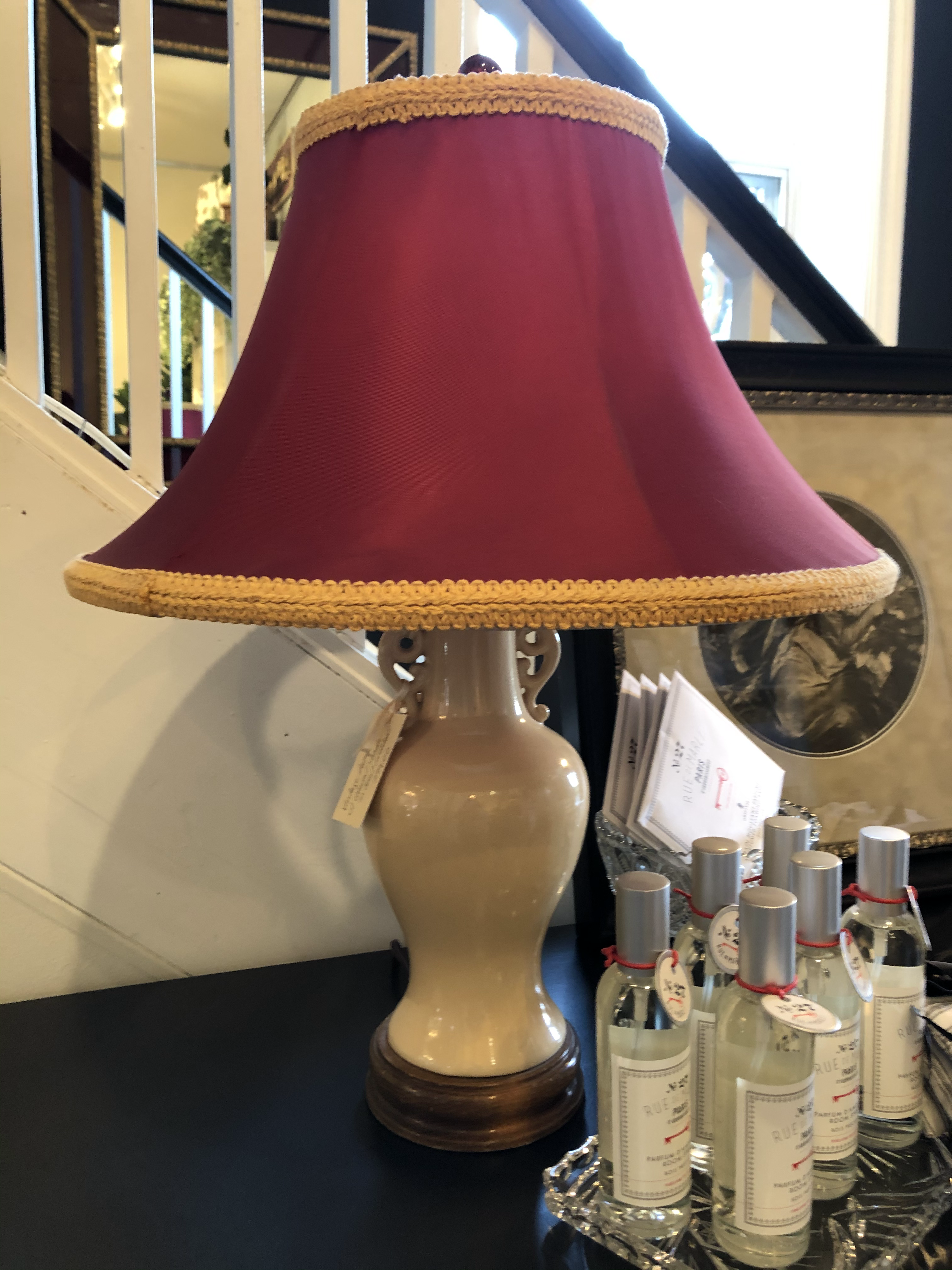 Vintage Lamp with Red Shade
