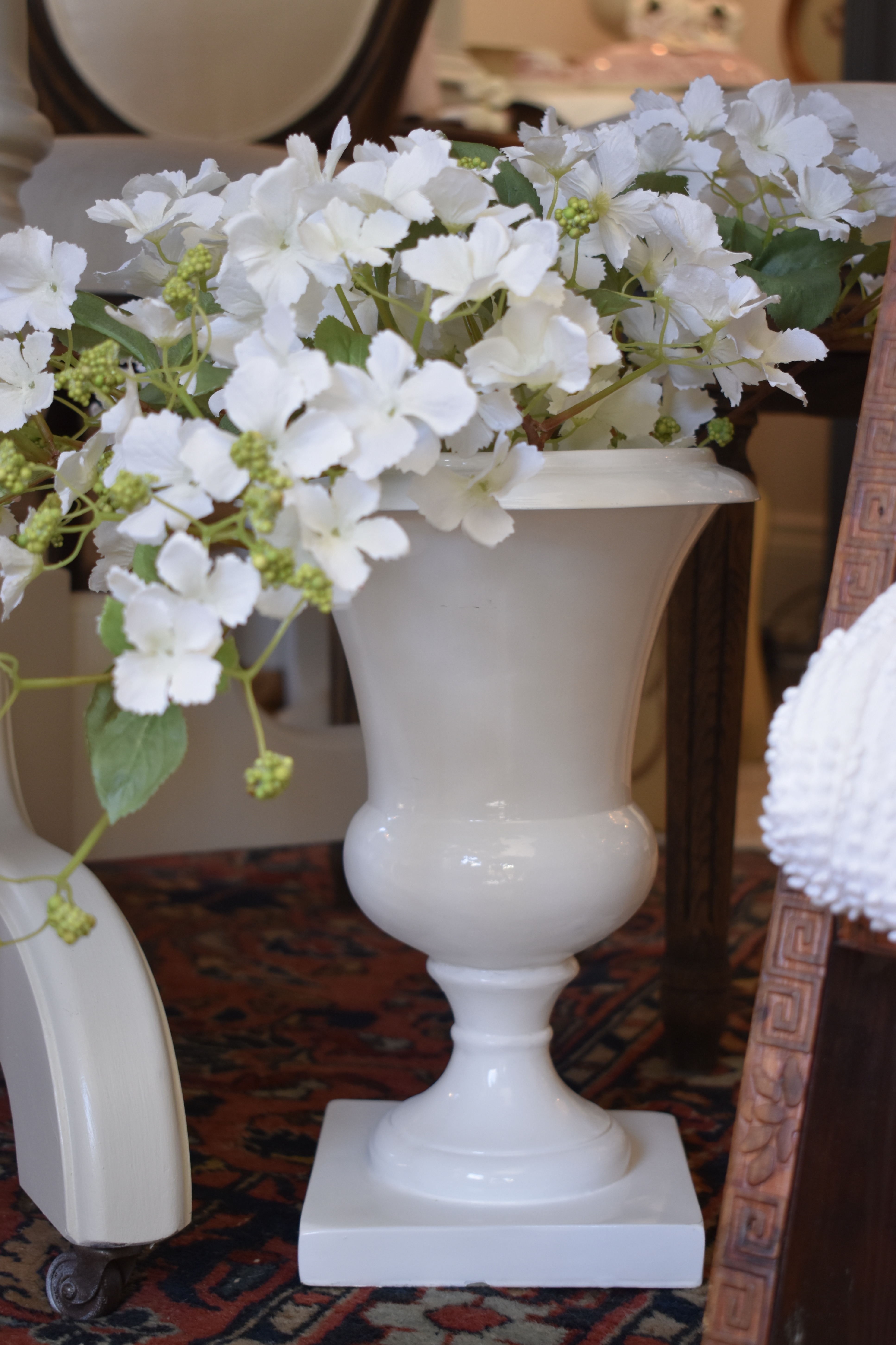 Small White Resin Urn