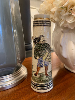 Antique Stoneware Stien w/ Enamel Accents