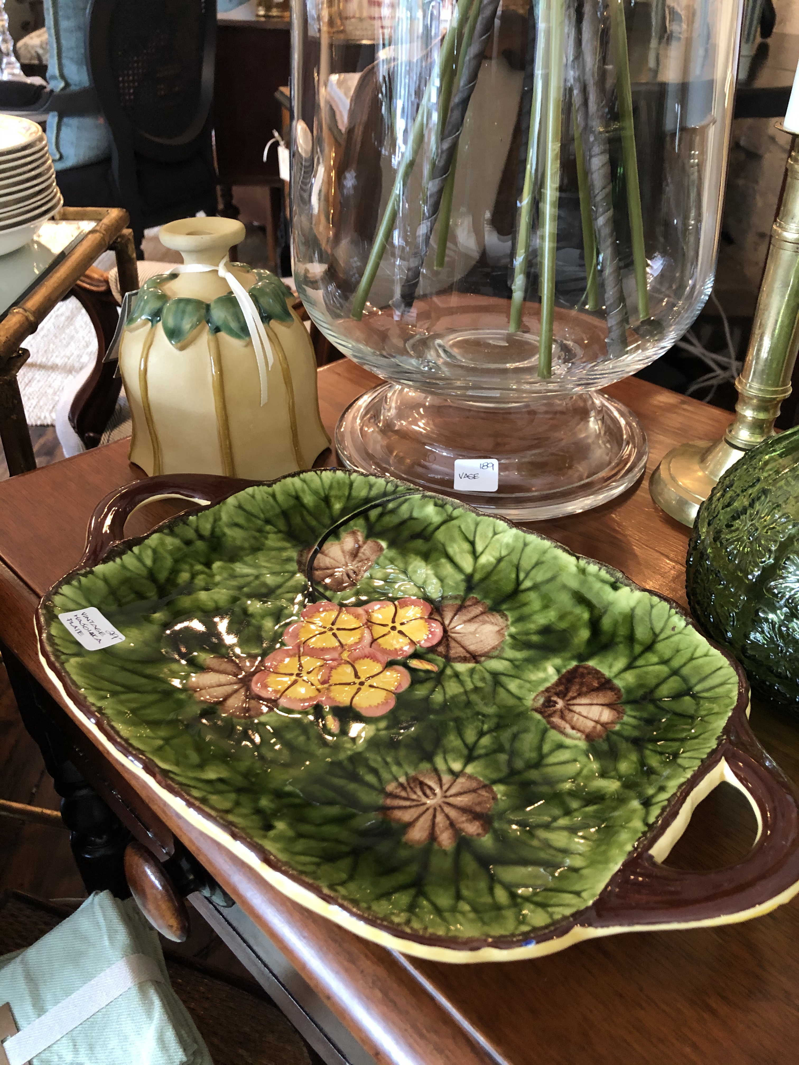 Majolica Tray with Handle