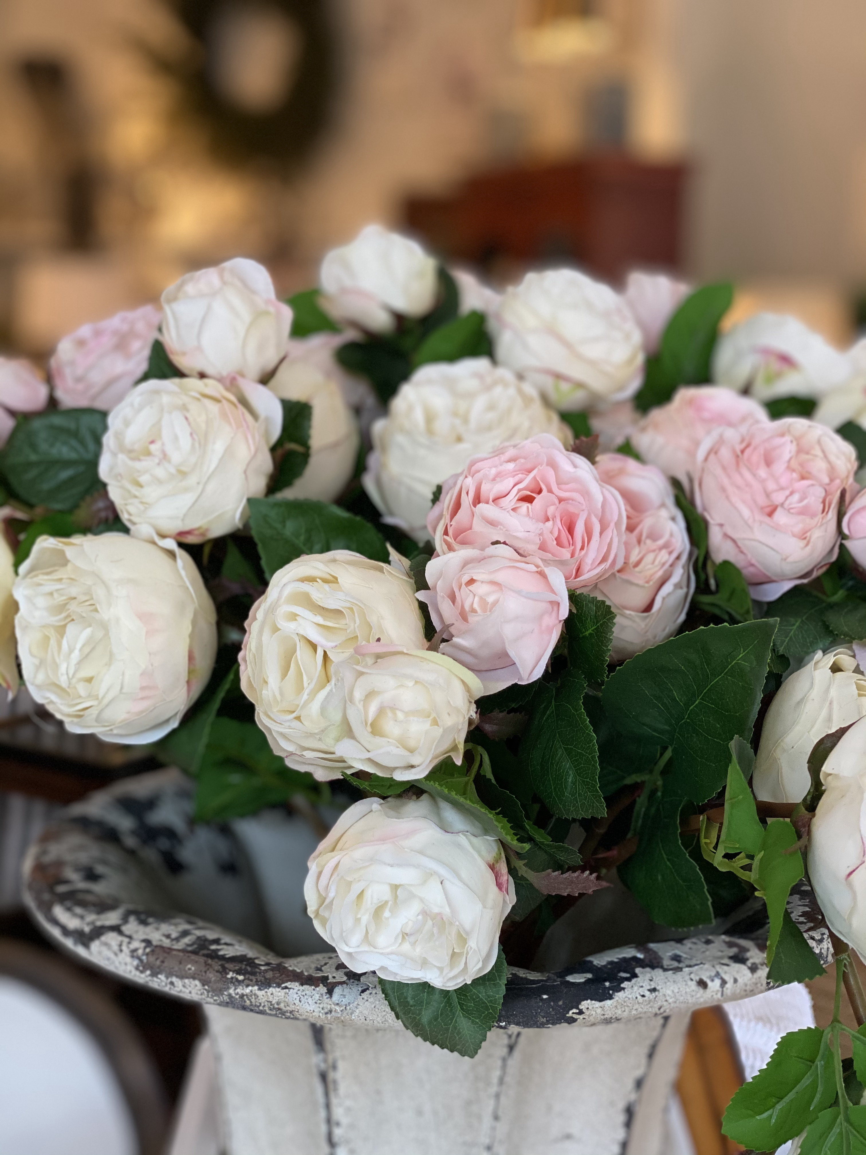 Real Touch Garden Roses Pink & White