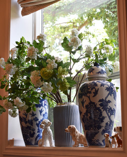 21" Tall Blue Floral Ginger Jar