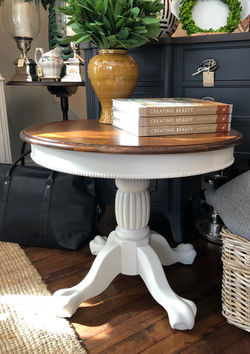 Painted Vintage Oval Pedestal Table