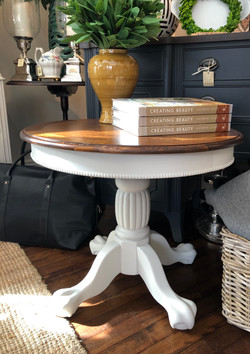 Painted Vintage Oval Pedestal Table