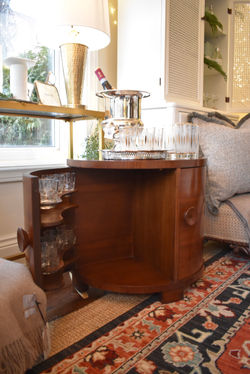 Vintage Demi Lune Art Deco Bar Cart