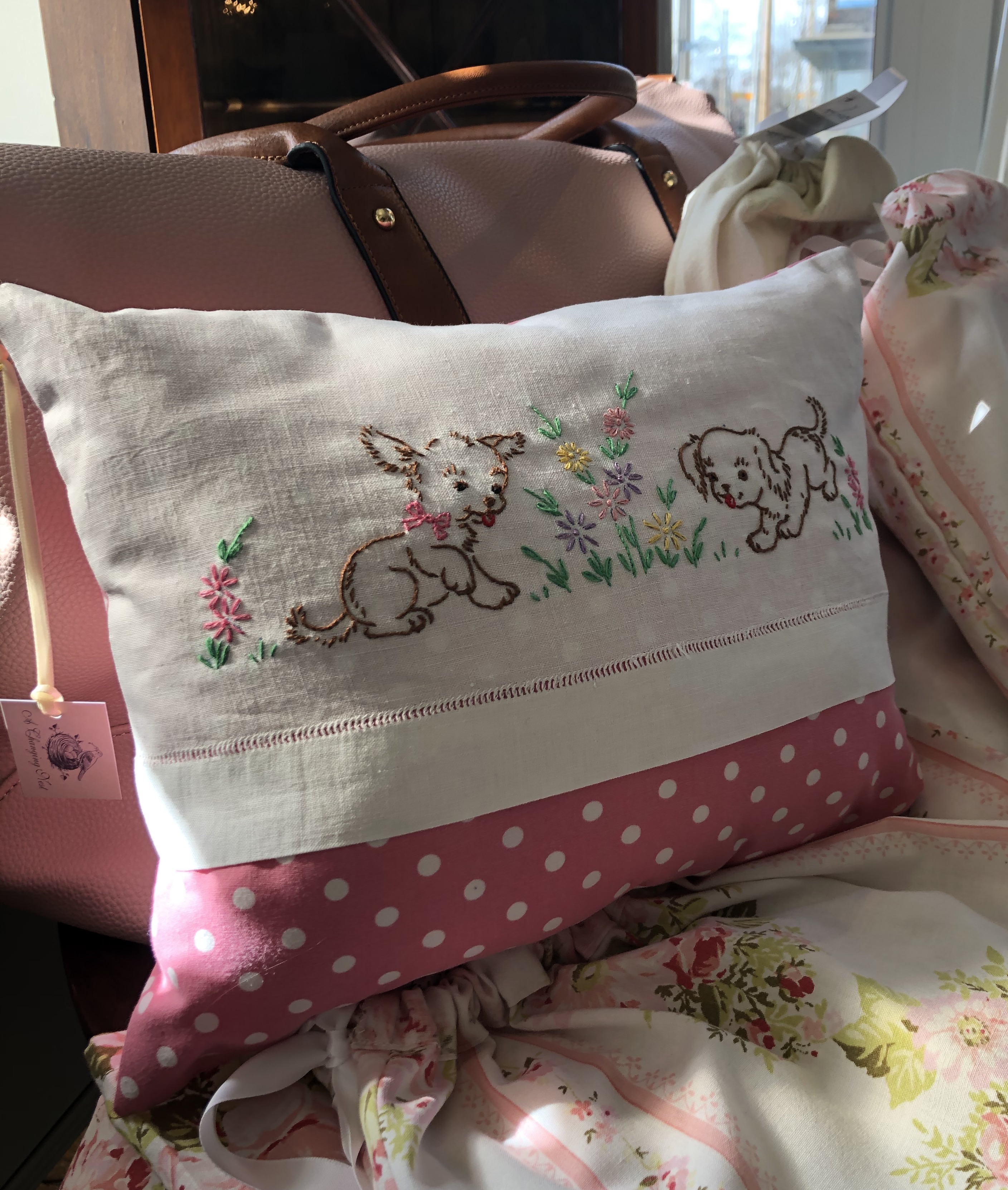 Vintage Handmade Embroidered Cushion