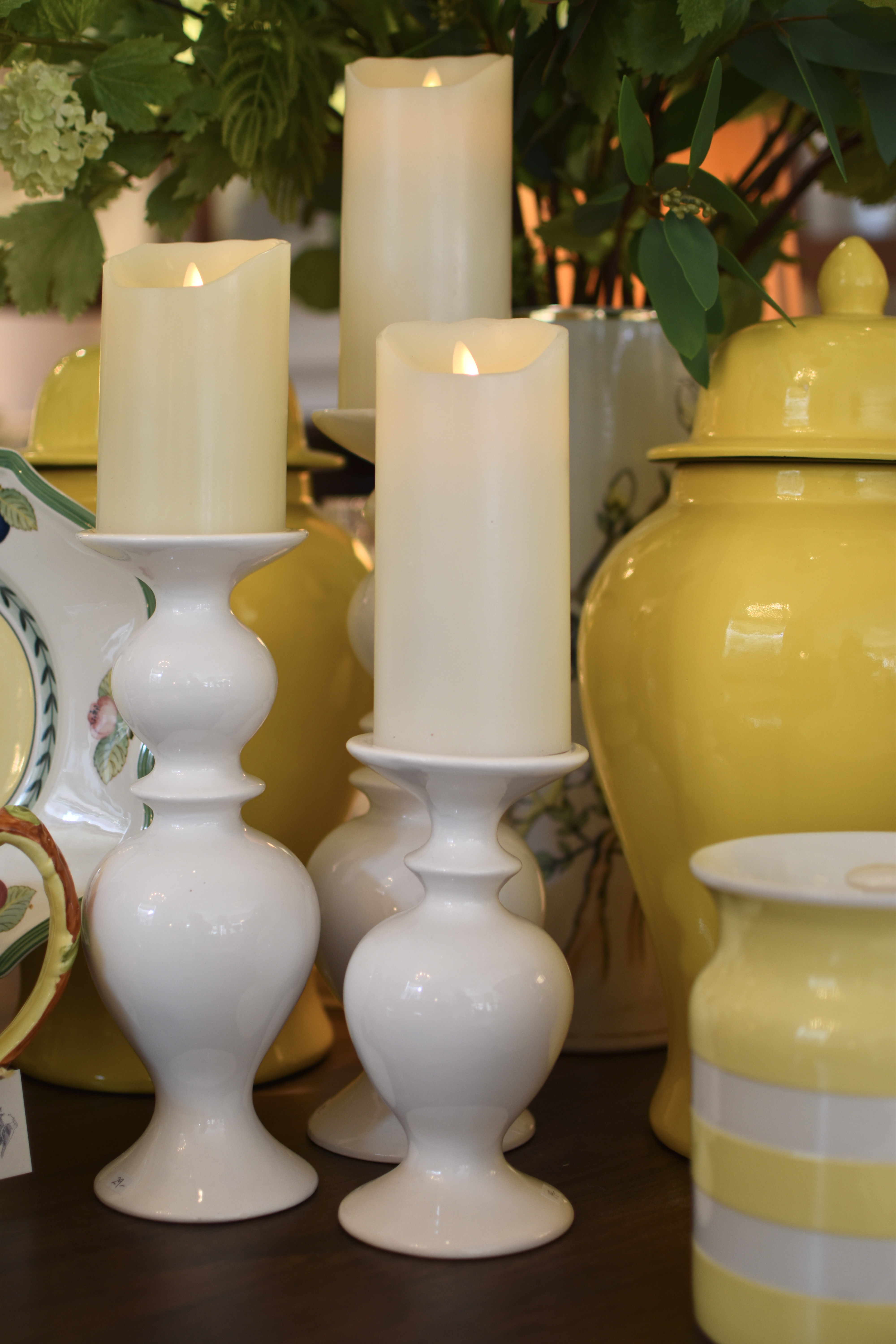 White Ceramic Candleholders