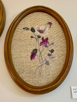 Wildflower Print on Rattan Background