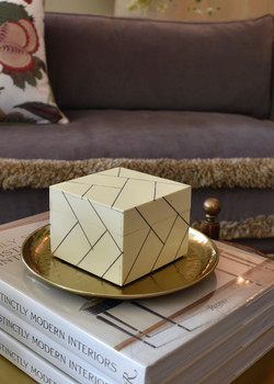 Bone Resin on Wooden Box & 8" Gold Tray