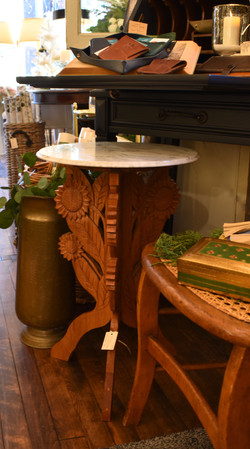 Vintage Carved table with Marble Top