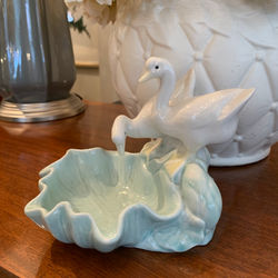 Vintage Ceramic Swans w/ Shell