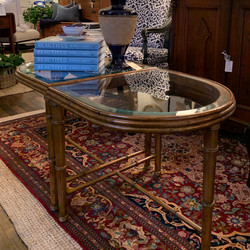 2pc Glass and Metal Bamboo Style Coffee Tables