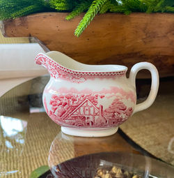 Antique Wood + Sons Barslem Pink White 1930's