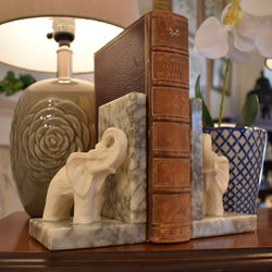 Carved Vintage Alabaster & Marble Bookends