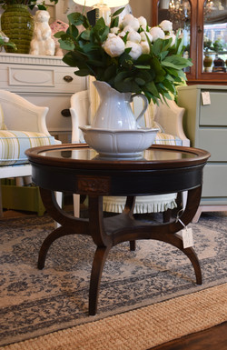 Vintage Round Coffee Table w/ Glass
