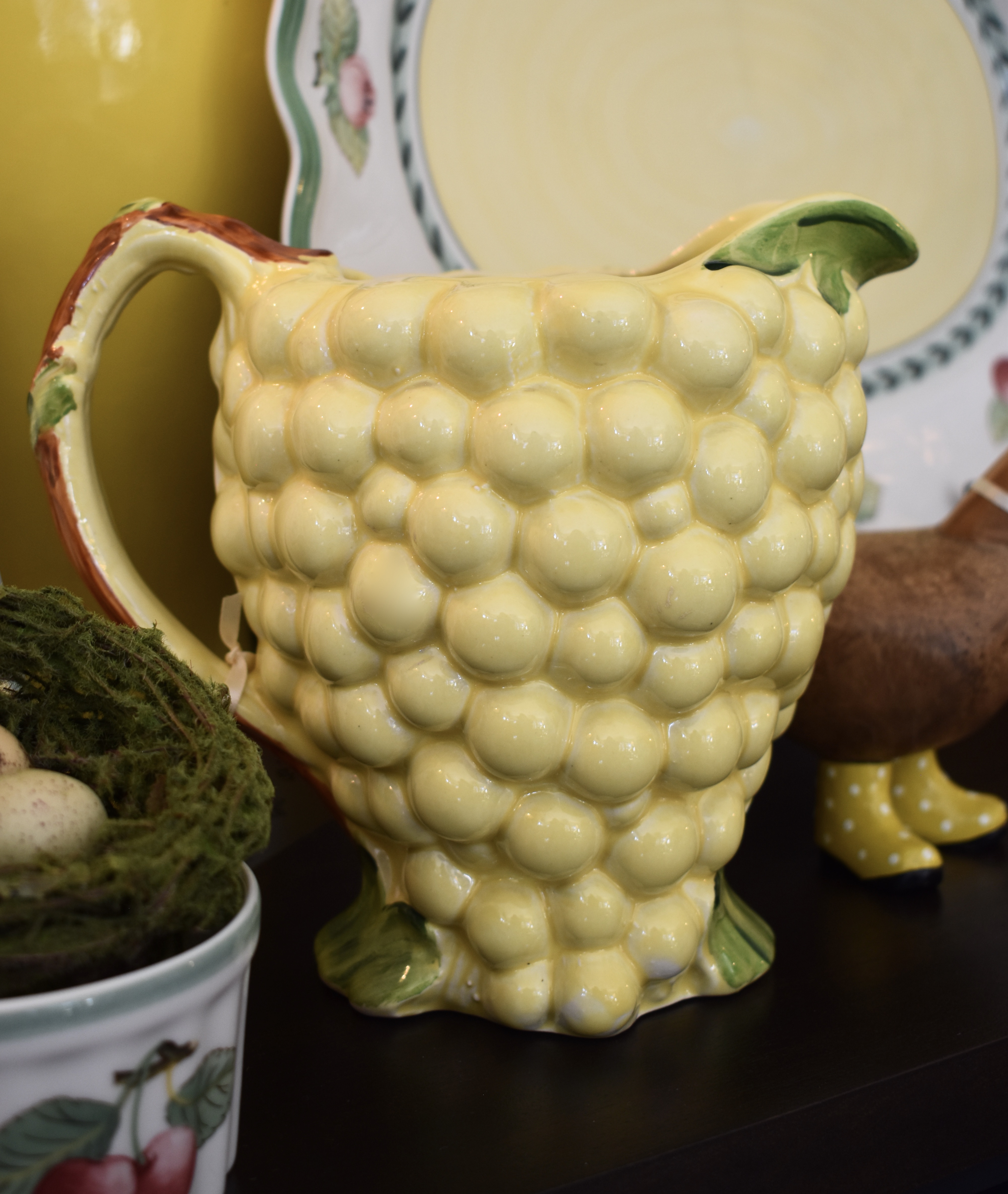 Vintage Yellow Grape Pitcher