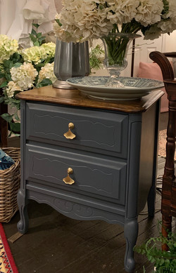 Pair Painted Bedside Tables with Natural Top
