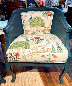 Pair of Newly Reupholstered Cane Chair