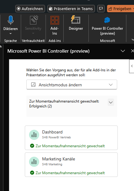 Power BI Controller Add-In für PowerPoint