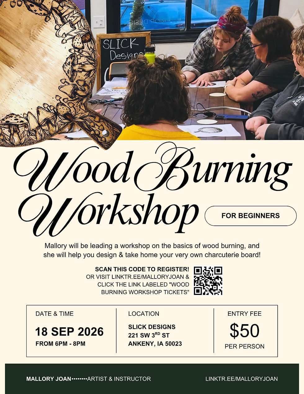 Wood Burning Workshop with Mallory Joan
