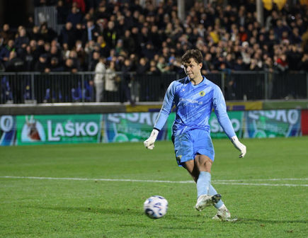 Slovenia's Amateur National Team Goalkeeper Jaka Zrnec (19) knocks Top Klub NK Maribor out of the Slovenian Cup.
