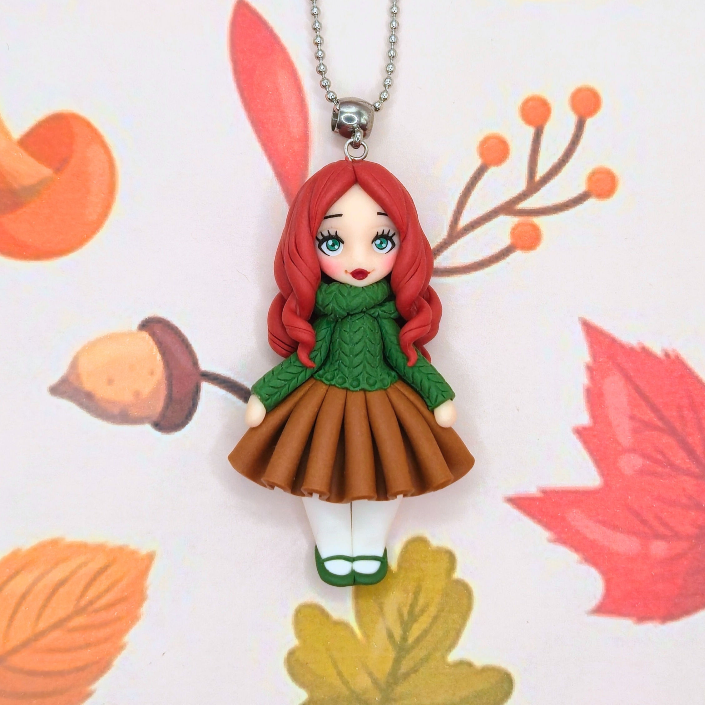 Bambolina autunnale maglione verde