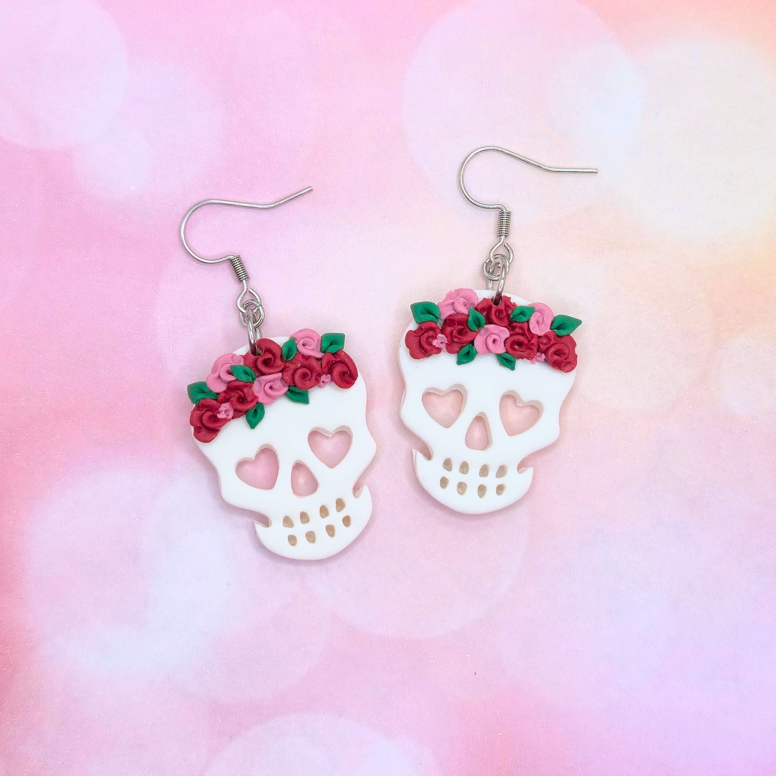 Orecchini teschio con rose