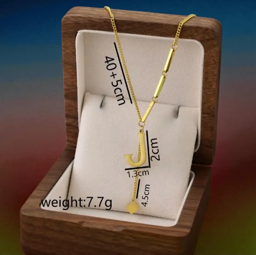 Miniature : Collier en acier titane - Initial Alphabet