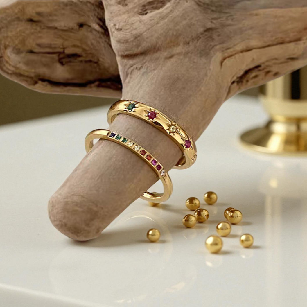 Bague en acier titane ajustable - Arc-en-ciel Éclatant