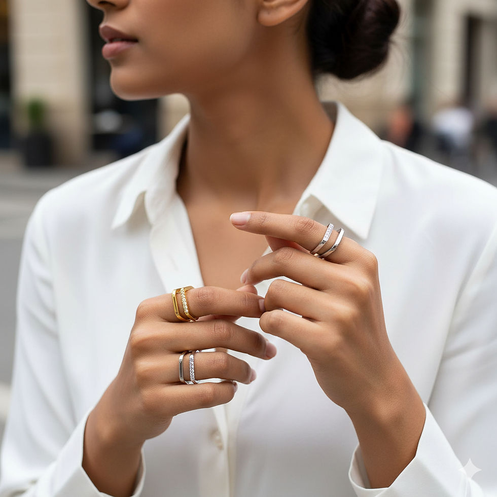 Miniature : Bague en acier inoxydable 316L ajustable - Géométrique Barrette