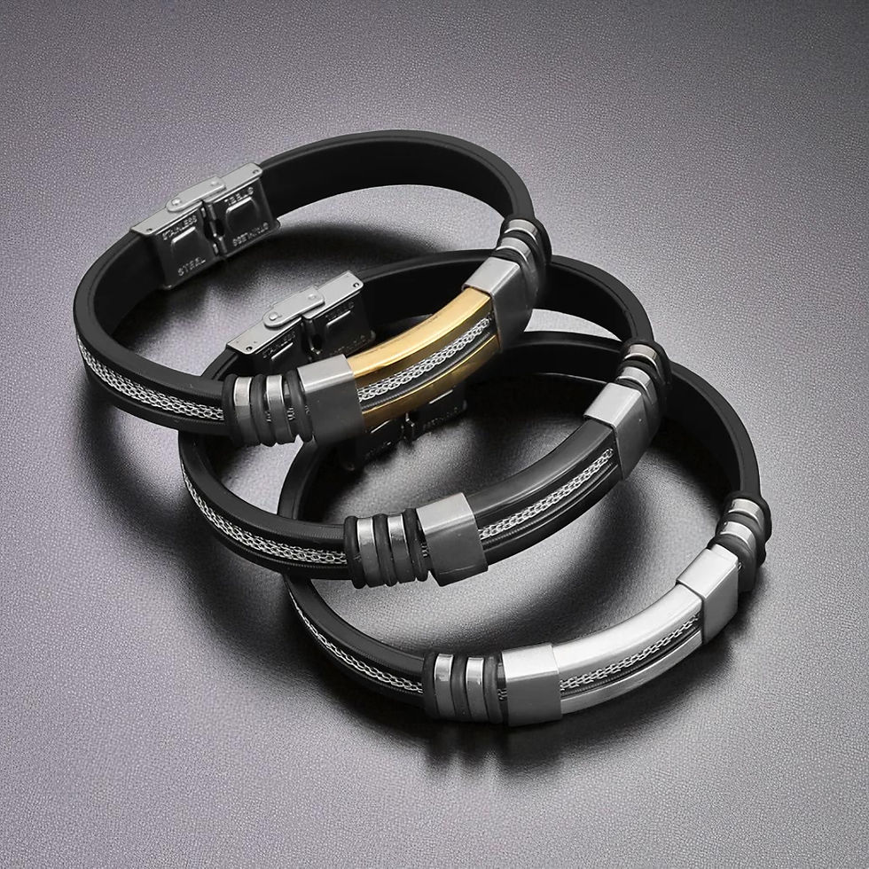 Miniature : Bracelet en acier inoxydable et cuir de vache - Manchette Unisexe Tressé