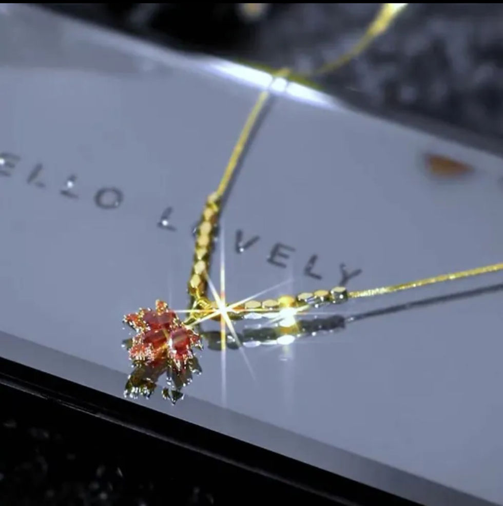 Miniature : Collier en acier inoxydable - Feuille d'Érable Rouge