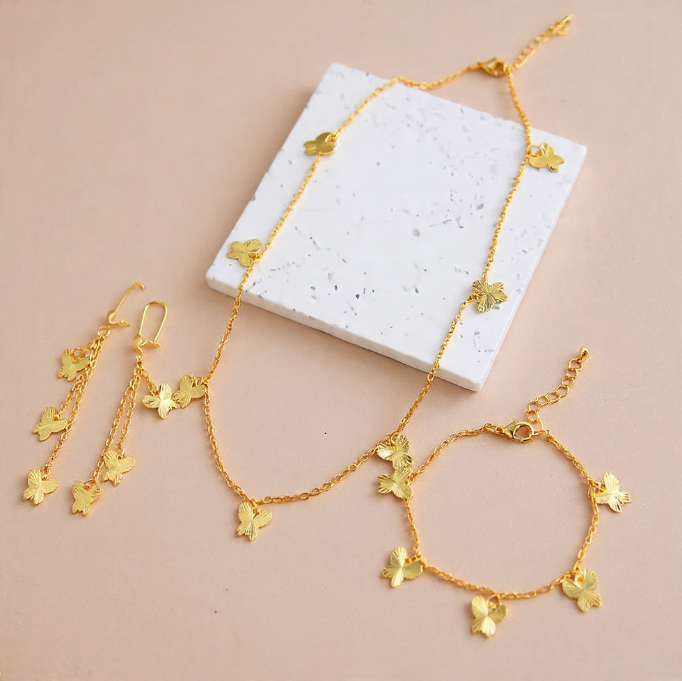 Miniature : Parure en plaqué or 18K Papillon