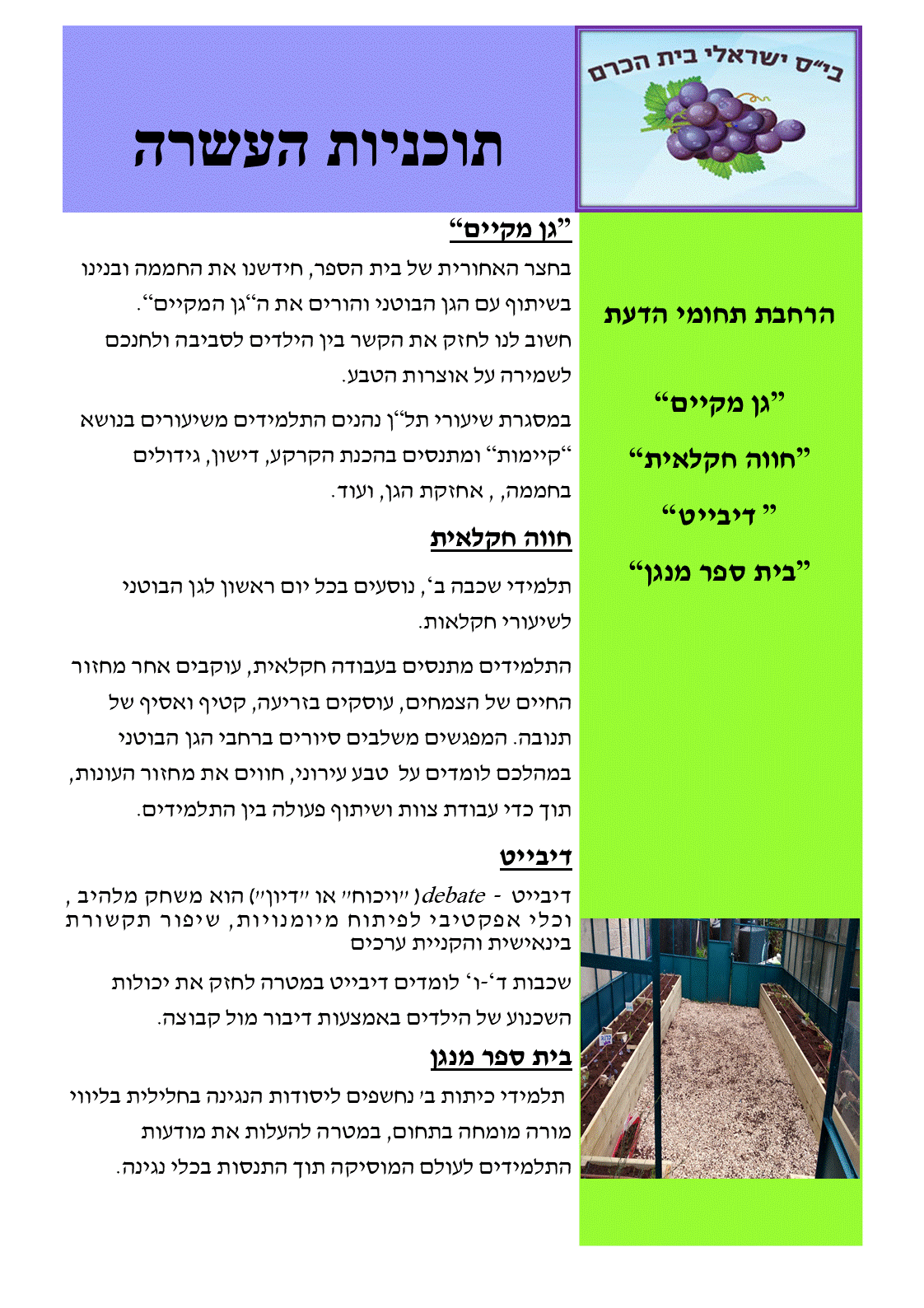 הסבר על תוכניות העשרה