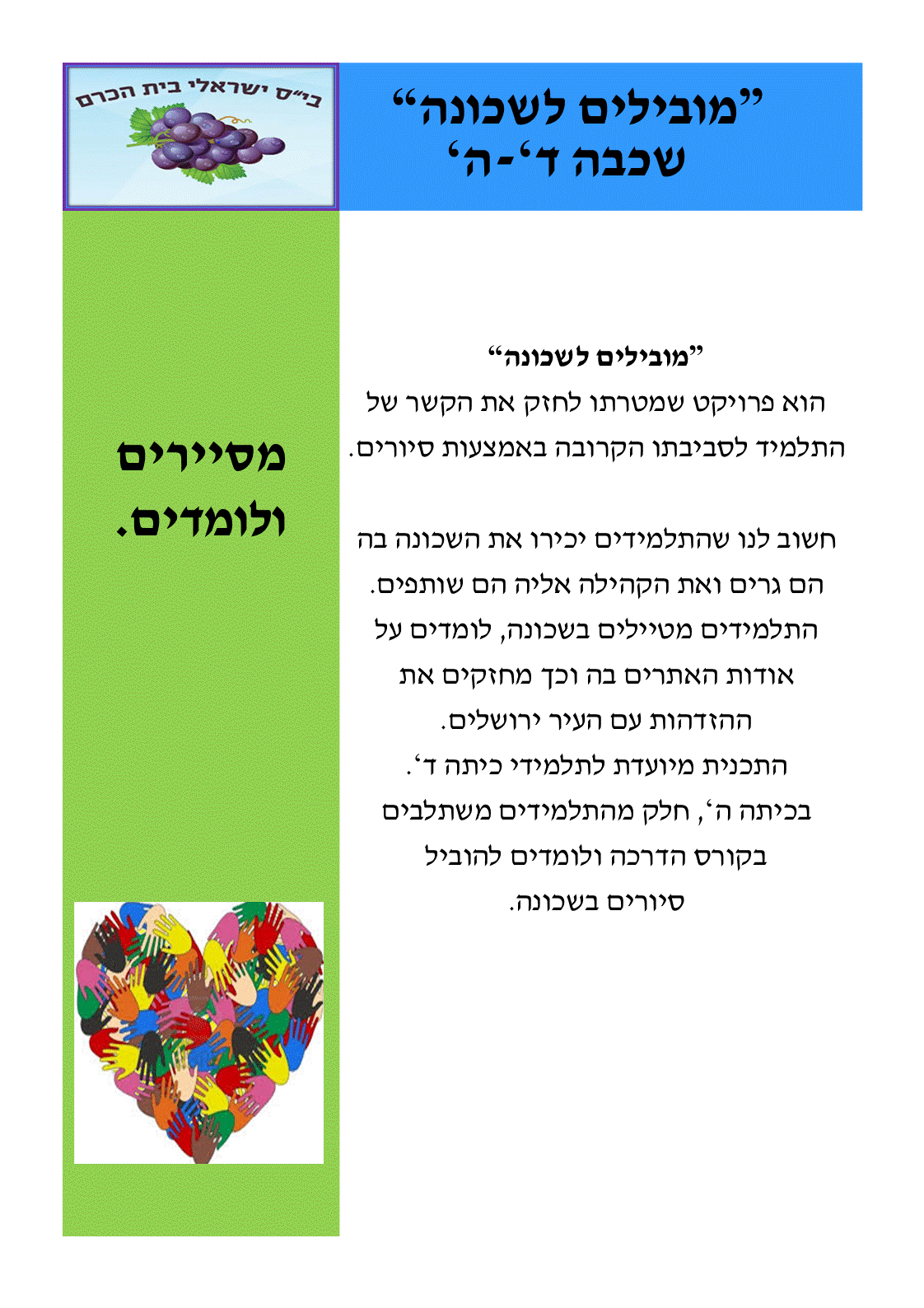 הסבר על מובילים לשכונה