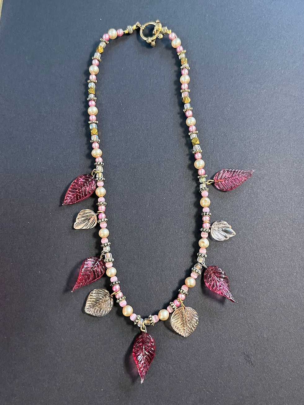 Pink Leaf Necklace