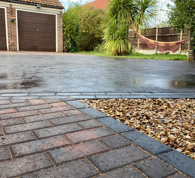Low angle shot of block paving