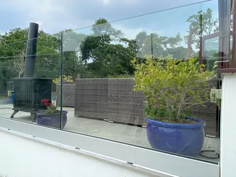 Glass panes blocking outdoor space