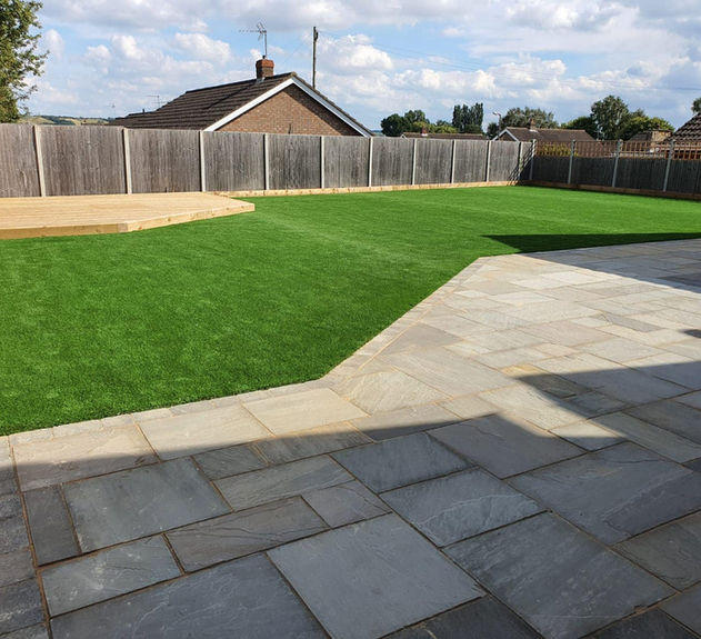 Block paving an a lawn
