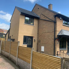 Front view of a two-storey extension