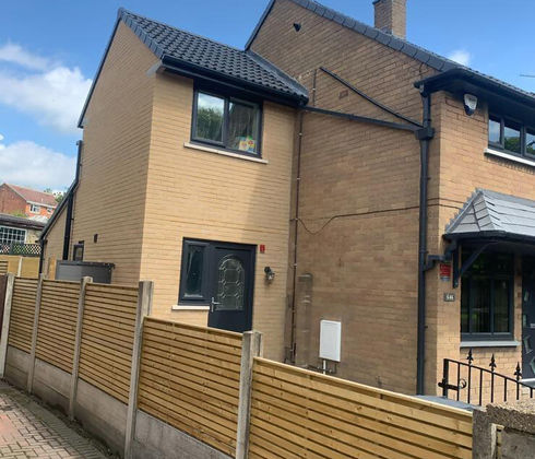 Side view of a two-storey extension