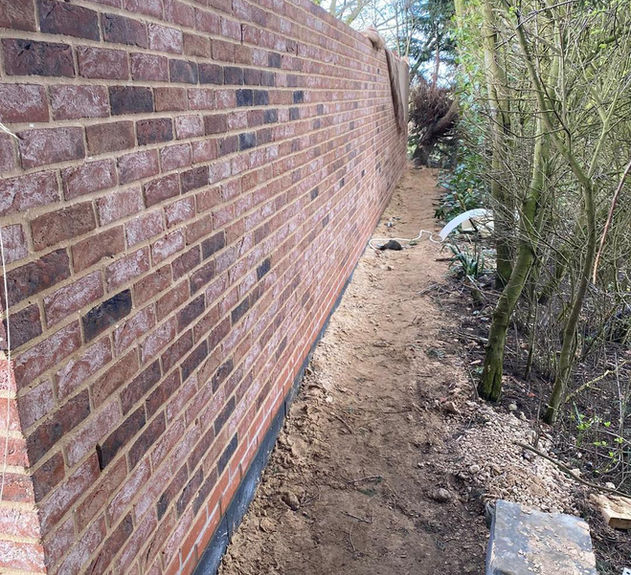 A newly completed wall