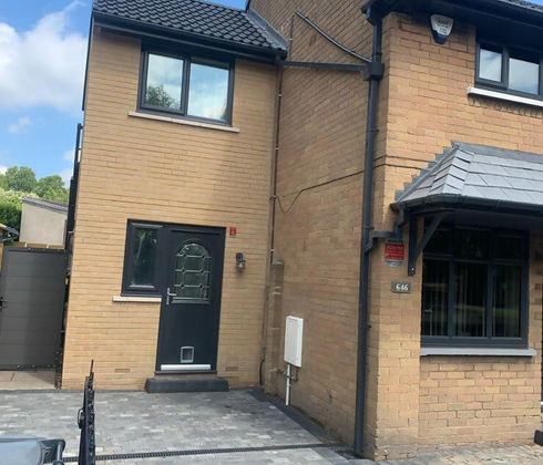 Front view of a two-storey extension