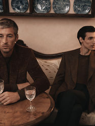 Male model having a beverage