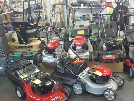 Garden machinery in a store